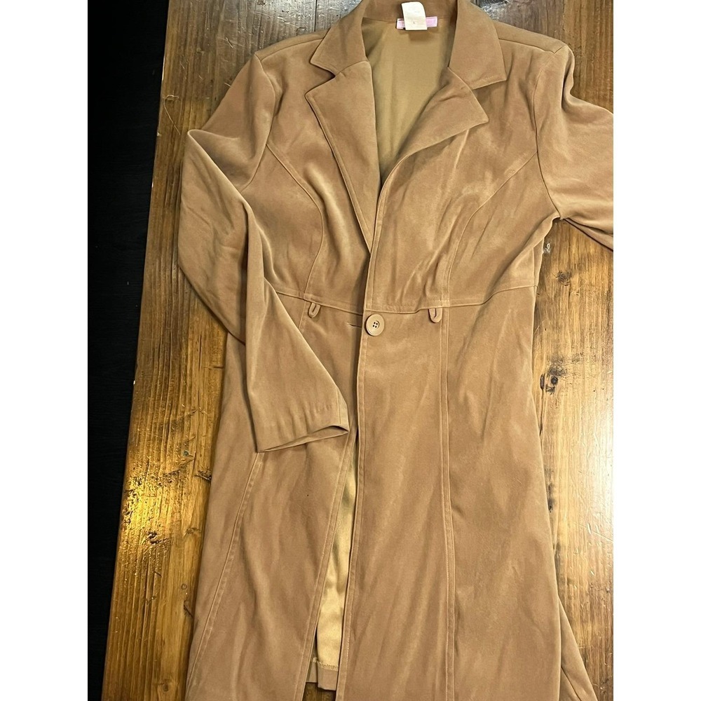 Chic Tan Long‎ Trench Coat Jacket Style M/M - Picture 3 of 3